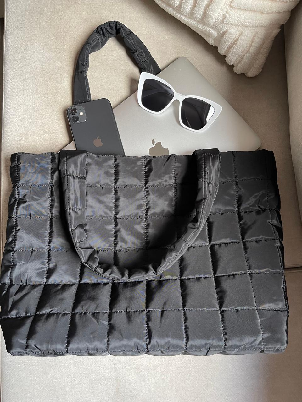 Bolso Puff Negro Mujer